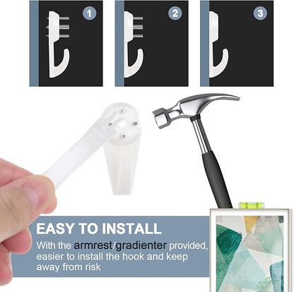 60 PCS Picture Hangers Hanging Kit, Heavy Duty Hooks for Stucco/Concrete/Hard Walls Without Drilling, Invisible Nail&25 LBS Weight Load