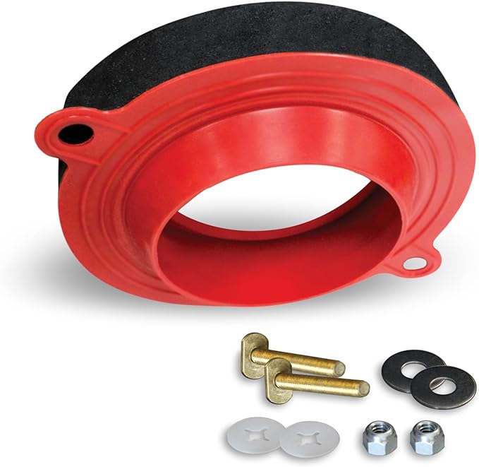 Korky 6000BP Universal Toilet WaxFree Seal with Hardware - Toilet Installation Made Easy - Made in USA , Red
