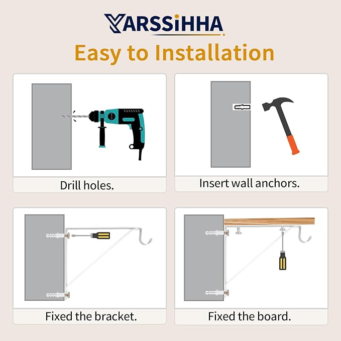 Yarssihha 2 Pack Closet Rod Bracket, 12 x 10.4 Inch Wall Mounted Closet Shelf Bracket, White Closet Rod Support Bracket with Screws