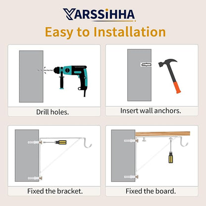 Yarssihha 6 Pack Closet Rod Bracket, 12 x 10.4 Inch Wall Mounted Closet Shelf Bracket, White Closet Rod Support Bracket with Screws