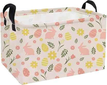 Essme Rectangular Easter Baskets,Kids Storage Basket with Handles for Easter Room Decor, Boys Box,Cute Storage Bin.
