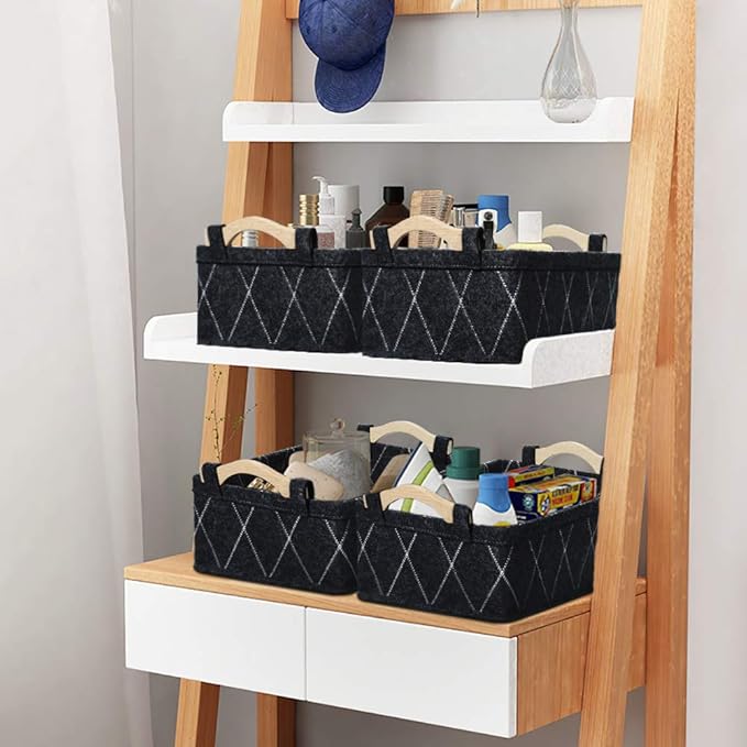 Small Baskets Collapsible Storage Bin Fabric Organizer for Shelves Underwear Socks Bra Towel Toiletry Baby Products Empty Gift Basket Dark GRAY