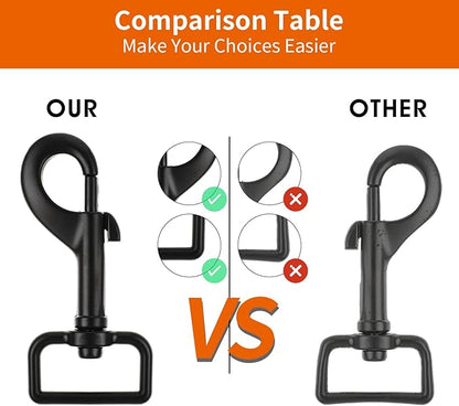 Swivel Snap Hooks Heavy Duty Dog Leash Clips 1 Inch Black Dog Leash Hooks Pet Leashes Safety Clips for Pet Leashes & Collar