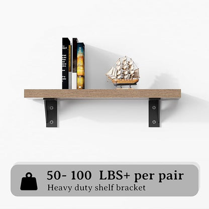 SOGAL Shelf Bracket 3 Inch x 4 Inch,Black Shelf Brackets,Small Shelf Brackets,Shelf Support Angle Brackets for Shelves, Heavy Duty Shelf L Brackets 4Pack