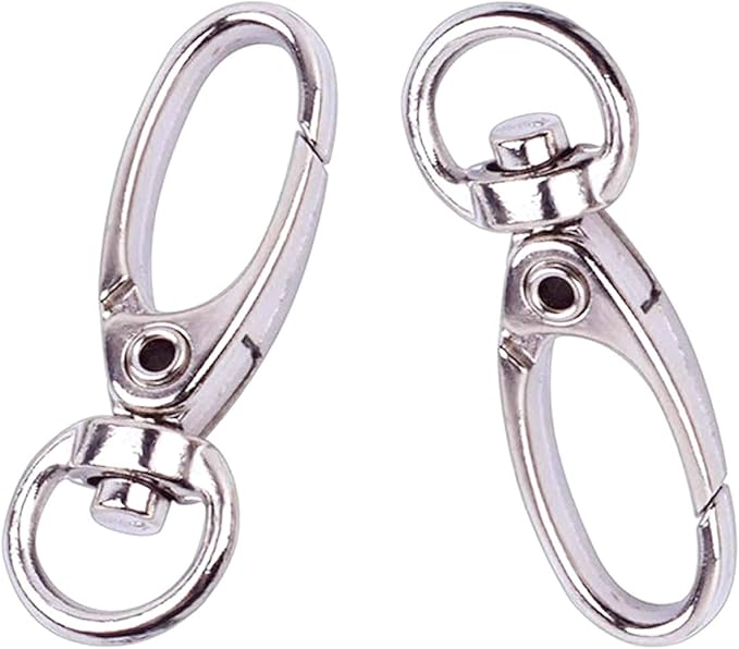 BronaGrand Pack of 50 D Swivel Trigger Clips Hooks Metal Key Ring Lobster Clasps