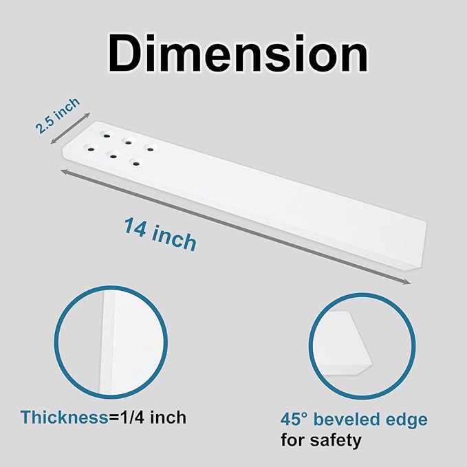Countertop Support Bracket 4 Pack 14" Lx 2.5" W Hidden White Knee Wall Support Countertop Bracket 3/8" Thick Heavy Duty for Quartz/Granite/Wood/Concret Countertops Screws Included