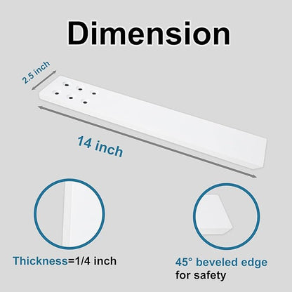 Countertop Support Bracket 4 Pack 14" Lx 2.5" W Hidden White Knee Wall Support Countertop Bracket 3/8" Thick Heavy Duty for Quartz/Granite/Wood/Concret Countertops Screws Included