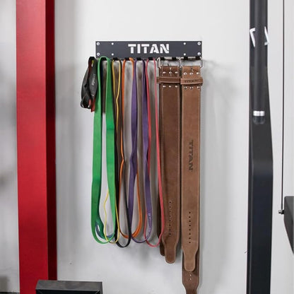 Titan Fitness 5in Depth Belt and Band Hanger, 10 Prongs, Accessory Rack for Resistance Bands, Mini Bands, Collars, Weight Belts