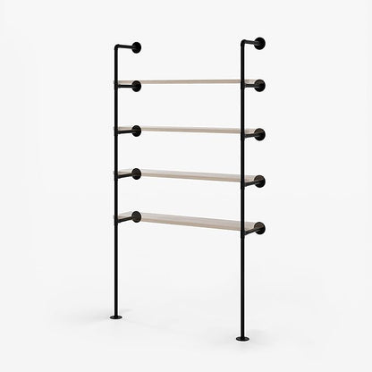 pamo Industrial Shelf Brackets Wall Mounted – Heavy Duty Floating Shelf Support, Black Steel Pipe Shelving, Adjustable DIY Shelf System, Modern Industrial Design (Boards Not Included)