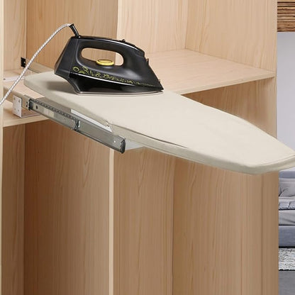 180°Rotation Wall-Mounted Ironing Board Foldable Clothes Ironing Table Pull-Out Stow Away Ironing Board Retractable Small Ironing Storage Station for Home Apartment
