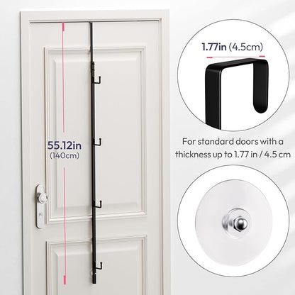 HapiRm Over Door Hat Rack - 3 Packs Hat Organizer with 12 Hooks Design, Hanging Baseball Cap Organizer Storage Holds Up to 60 Caps for Door, Bedroom, Closet (Black)
