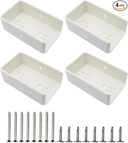 Aiwaiufu 2″ x 3.5″ Vinyl Fence Brackets, Slotted Handrail Bracket Kit with Screws for Decking Railing, Mount to Wall or Other Vertical Flat Surface, Pack of 4