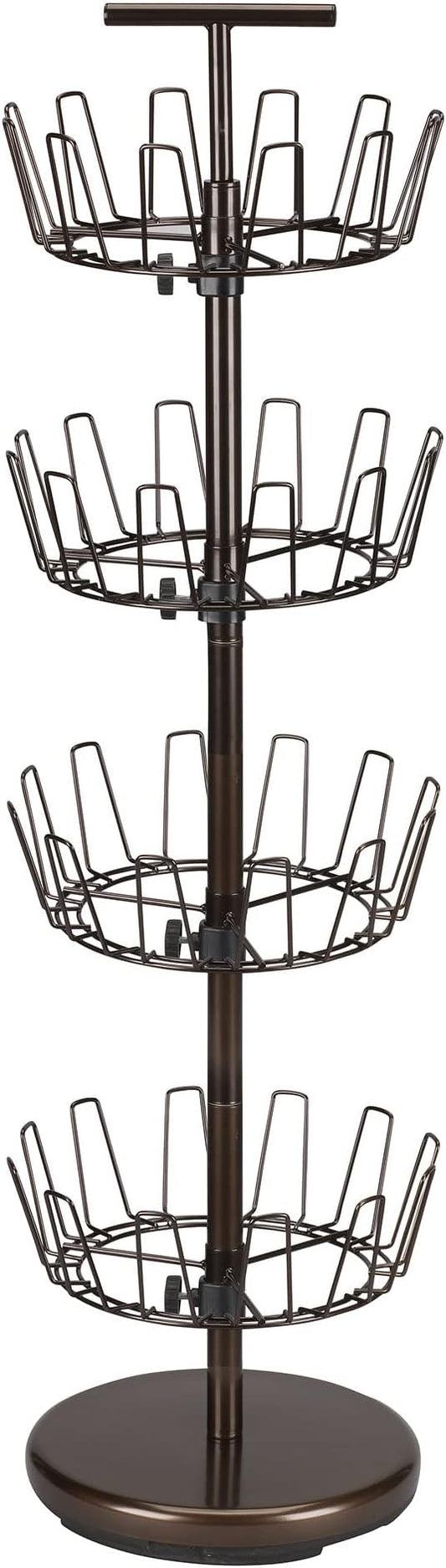 Household Essentials 2139-1 Metal Four-Tier Adjustable Revolving Shoe Rack | Holds up to 24 Pairs of Shoes | Antique Bronze Finish