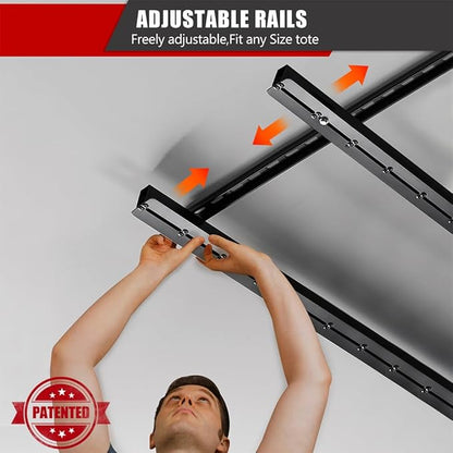 Ultrawall Overhead Garage Storage Racks, Adjustable Garage Ceiling Storage Rack, Heavy Duty Garage Organizer Hanging Storage Rack for Most Storage Bins/Totes/Container, 48" x 48"