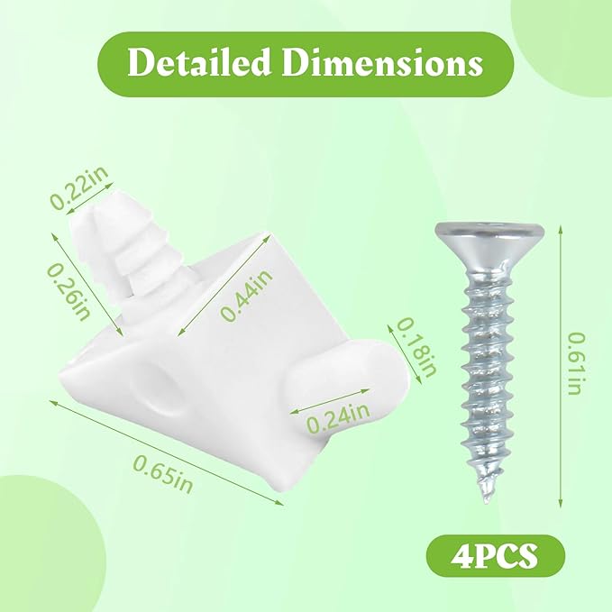 SuperDi White Shelf Support Pins Brackets with Self-Tapping Screws Compatible with IKEA Part 101558 (Pax, KOMPLEMENT) 90° Angle Brace Wedge (4 PCS