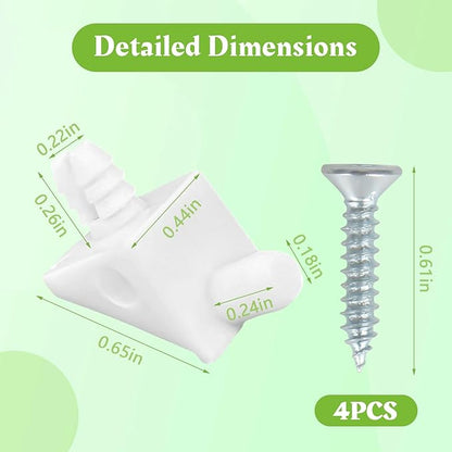 SuperDi White Shelf Support Pins Brackets with Self-Tapping Screws Compatible with IKEA Part 101558 (Pax, KOMPLEMENT) 90° Angle Brace Wedge (4 PCS