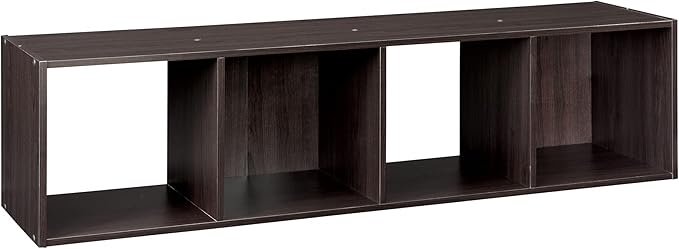 ClosetMaid Cubeicals 4 Cube Storage Shelf Organizer, Stackable, Vertical or Horizontal, Easy Assembly, Wood, Espresso Finish