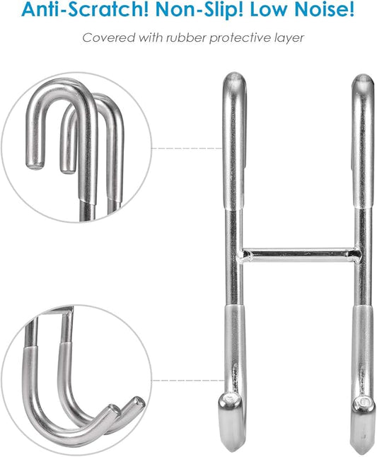 Simtive Shower Door Hooks (3-Pack), Towel Hooks for Bathroom Frameless Glass Door, Shower Squeegee Hooks, Silver