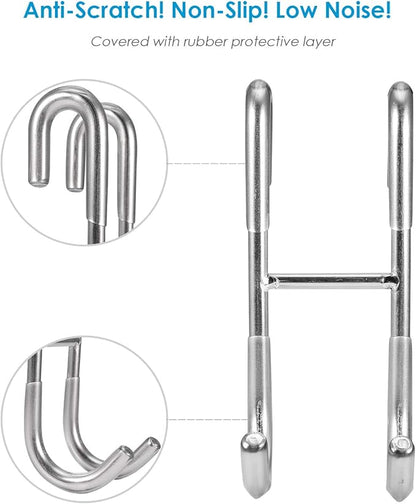 Simtive Shower Door Hooks (2-Pack), Towel Hooks for Bathroom Frameless Glass Door, Shower Squeegee Hooks, Silver