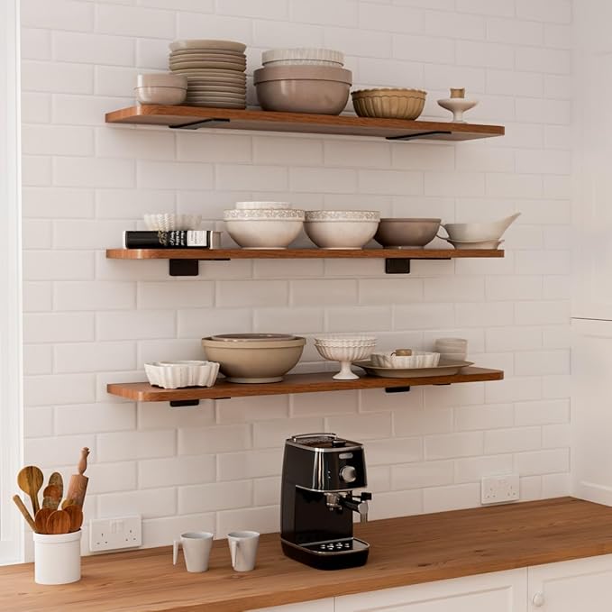 LEOPO 12 inch 4 Pack Floating Shelf Brackets, 1/5” Thick Heavy Duty Rustic Industrial Shelf Bracket, Floating Hidden Metal Bracket
