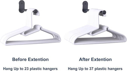 Extendable Magnetic Hanger Holder for Laundry Room, Clothes Hanger Orangizer Rack for Side of Washer or Dryer, Space Saving Laundry Storage, Black Pack of 2