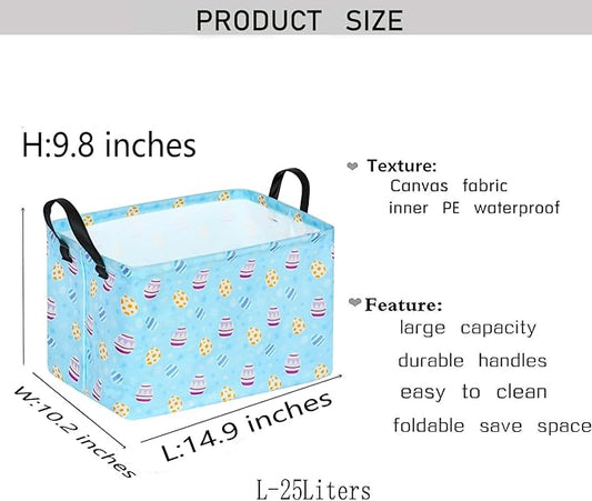 KUNRO Bunny Easter Eggs Basket Storage Basket Gift Shelf Basket Storage Bin, Nursery Basket Organizer Box for With Handles for Room Deco