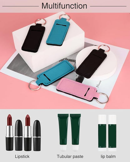 Lip Balm Sleeve Pouch Chapstick Holder With Clip Lipstick Lip Gloss Holder Stocking Stuffers Gift for Women (5pcs)
