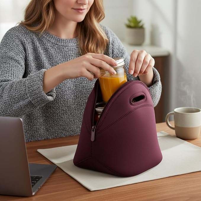 Built Gourmet Getaway Lunch Tote – Fig Lilas Neoprene Insulated Bag with Zipper & Handles, Foldable BPA-Free Reusable Tote, Thoughtful Mother’s Day Gift for Moms, Work, Travel & Picnic Use