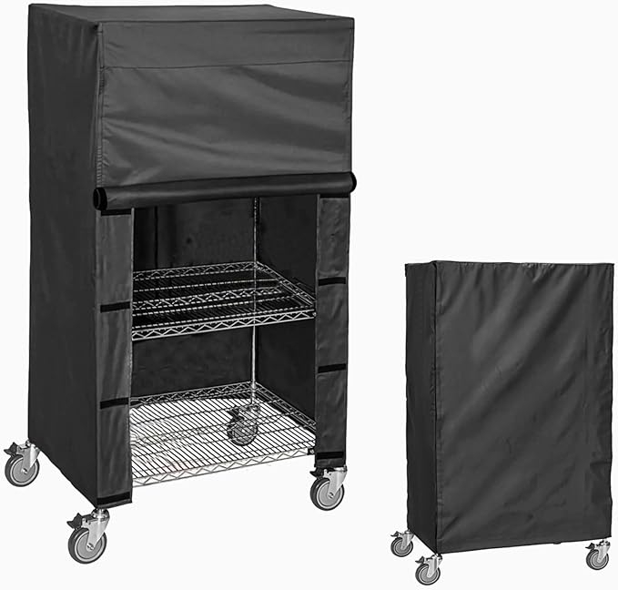 Shelving Cover for Storage Shelf and Wire Rack, 36" W x 18" D x 62" H, Dustproof Cover with Nylon Buckle Design on Both Sides for Easy Access (Black, No Shelves)