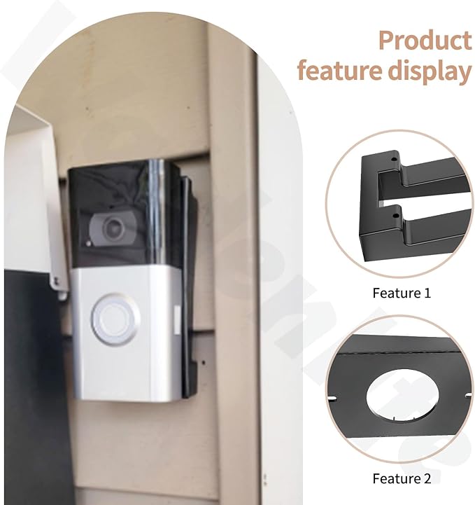 Waldenlife Video Doorbell Mount - Black Plastic Wall Mount for Ring 2/3/3 Plus - Fits Vinyl, Aluminum & Cedar Walls - Angle Adjustment
