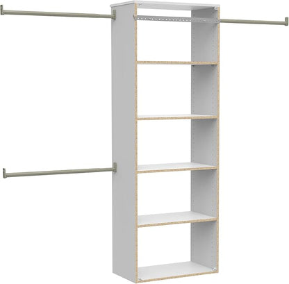 ClosetMaid SuiteSymphony Hanging Closet Kit Includes (1) Tower, (3) Closet Rods, and (6) Shelves, White