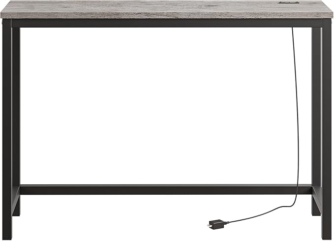 BOFENG Narrow Console Table with Outlet,Thin Sofa Table with Charging Station,41.5 Inch Small Entryway Table,for Hallway,Bedroom,Living Room,Foyer,Grey