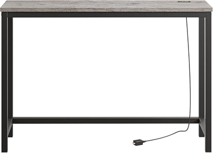 BOFENG Narrow Console Table with Outlet,Thin Sofa Table with Charging Station,41.5 Inch Small Entryway Table,for Hallway,Bedroom,Living Room,Foyer,Grey