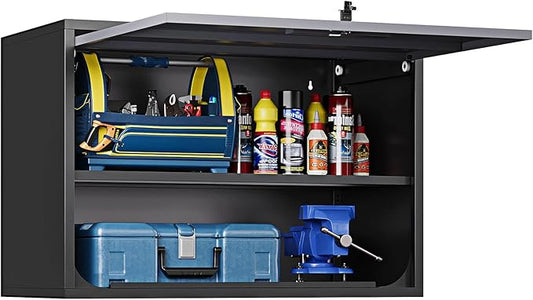 STANI Metal Wall Cabinet for Garage, Floating Garage Storage Wall Mount Shop Cabinet, Upper Storage Trailer Gearbox, Tool Small Wall Steel, Adjustable Shelf, Assembly Required