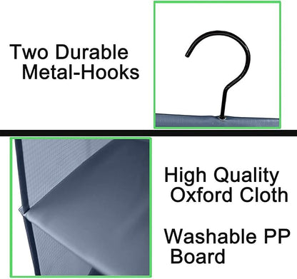 Hanging Closet Organizer, Easy Mount Foldable 4-Shelf Hanging Closet Wardrobe Storage Shelves, Clothes Handbag Shoes Accessories Storage, Washable Oxford Cloth Fabric, Gray