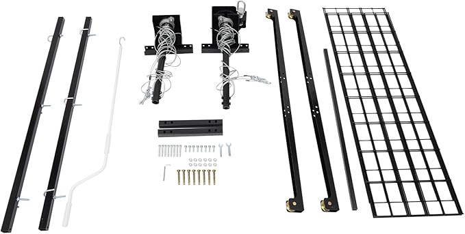 Garage Lifting Storage Rack, 300lbs Adjustable Overhead Garage Storage Rack Heavy-duty 4x4 FT Garages Ceiling Storage Lift Max. Adjustable Height 79in (Satin Black 300Lbs)