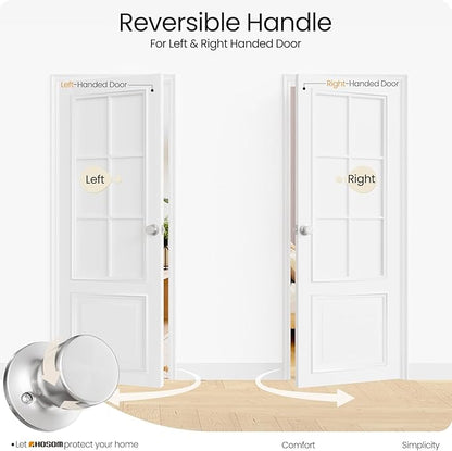 HOSOM Passage Door Knob, 2 Pack Interior Door Knob, Keyless Door knobs for Interior Doors, Hallway, Closet and More, No Locking Satin Nickel Door Handle Knob