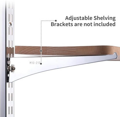 6 Pcs Shelf Rails Bracket Track 47.5 Inches Upright Closet System Hardware Adjustable Wall Standard Shelf Standards for Pantries, Linen Closets, Laundry Rooms, Utility Rooms (Sliver)