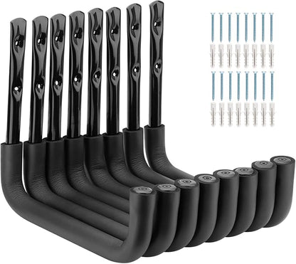 8 Pack Ladder Hooks 9.8Inch Garage Storage Utility Hook Heavy Duty Wall Mounted Storage Organizer Hanging Folding Chair Bike Ski Tool