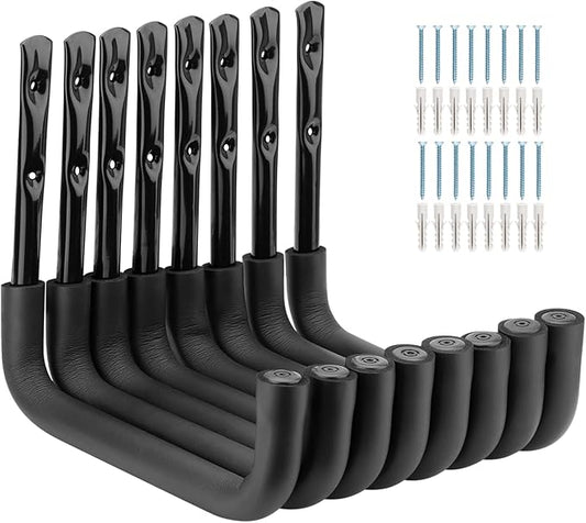 8 Pack Ladder Hooks 9.8Inch Garage Storage Utility Hook Heavy Duty Wall Mounted Storage Organizer Hanging Folding Chair Bike Ski Tool