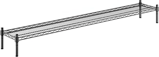 12" x 72" x 8" Black Epoxy Wire Storage Shelf, Dunnage Rack, Commercial 1 Tier Small Shelf