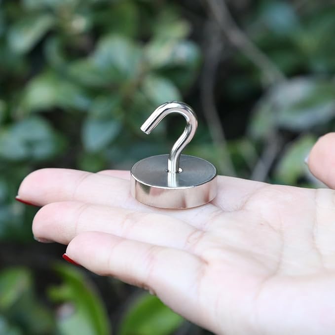 Neosmuk Magnetic Hooks, Cruise Ship Essentials, 80lb+ Heavy Duty Magnetic Hooks for Cruise Cabins, Refrigerator, Grill, Hanging, and Travel | Extra Strong Must-Haves Magnet Hook,Silver, 5 Pack