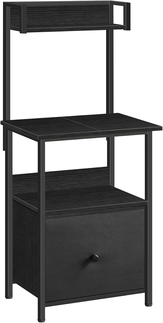 Printer Table with Storage, Home Printer Stand with File Cabinet, Fits A4/Letter Size Files, Printer Cabinet with Large Tabletop, Display Shelf, for Home Office, Black PTBK3501