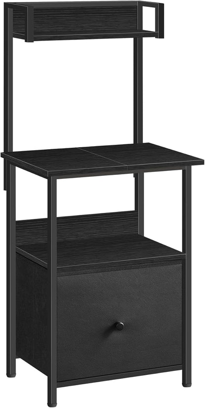 Printer Table with Storage, Home Printer Stand with File Cabinet, Fits A4/Letter Size Files, Printer Cabinet with Large Tabletop, Display Shelf, for Home Office, Black PTBK3501