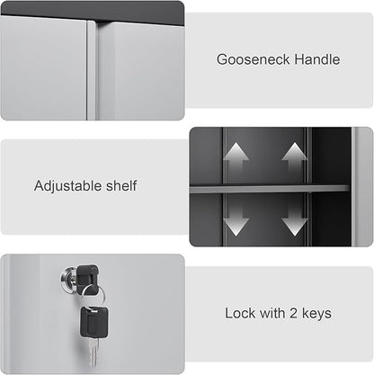 Garage Wall Cabinet,Locking Wall Cabinet with Shelves,Wall Mounted Storage Cabinet,Metal Wall Cabinet for Garage,Basement,Home,Gray