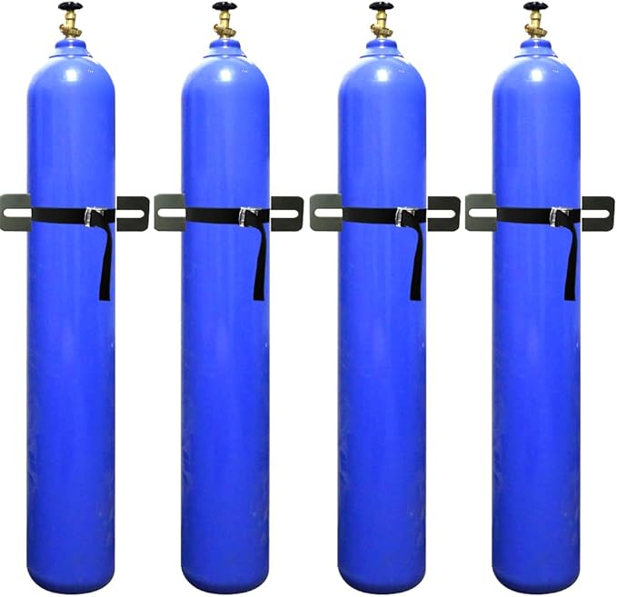Cylinder Wall Mounted Bracket，Gas Cylinder Holder Wall-Mounted Bracket Propane Tank Bracket with Screws and Safety Belt (Black 1)
