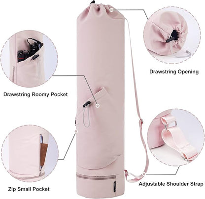 sportsnew Yoga Mat Bag with Water Bottle Pocket and Bottom Wet Pocket, Exercise Yoga Mat Carrier Multi-Functional Storage Bag, Patent pending