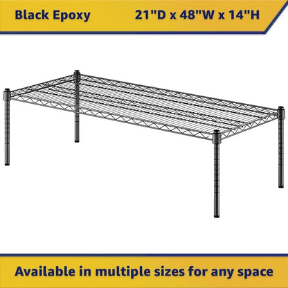 21" x 48" x 14" Black Epoxy Wire Storage Shelf, Dunnage Rack, Commercial 1 Tier Small Shelf