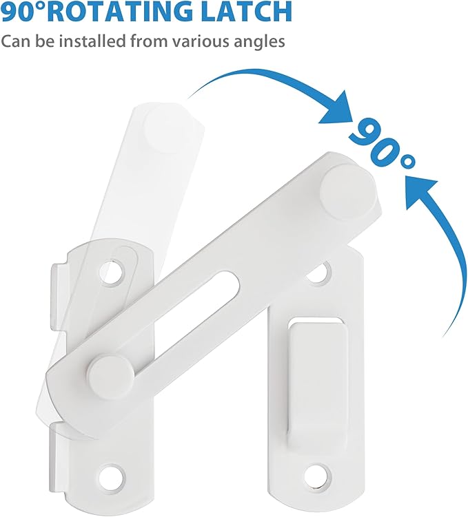 Alise 4 inch Flip Latch Gate Latches, Safety Door Lock for Barn Wood Fence Sliding French Doors,Heavy Duty SUS304 Stainless Steel Gate Hardware White Finish MS9500-W