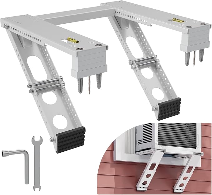 LEOPO Air Conditioner Support Bracket,Fits Single & Double-Hung Windows,Heavy Duty Steel, Holds Up to 220lbs, for 12000-24000 BTU Units